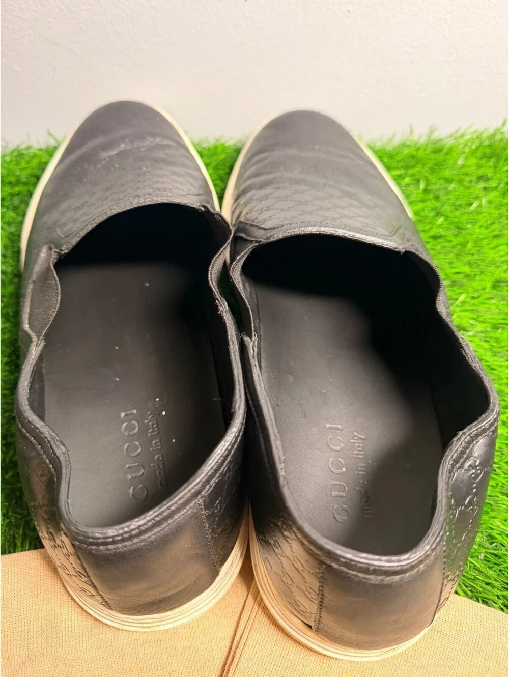 Gucci Microguccissima Monogram Leather Slip-Ons Size 9.5